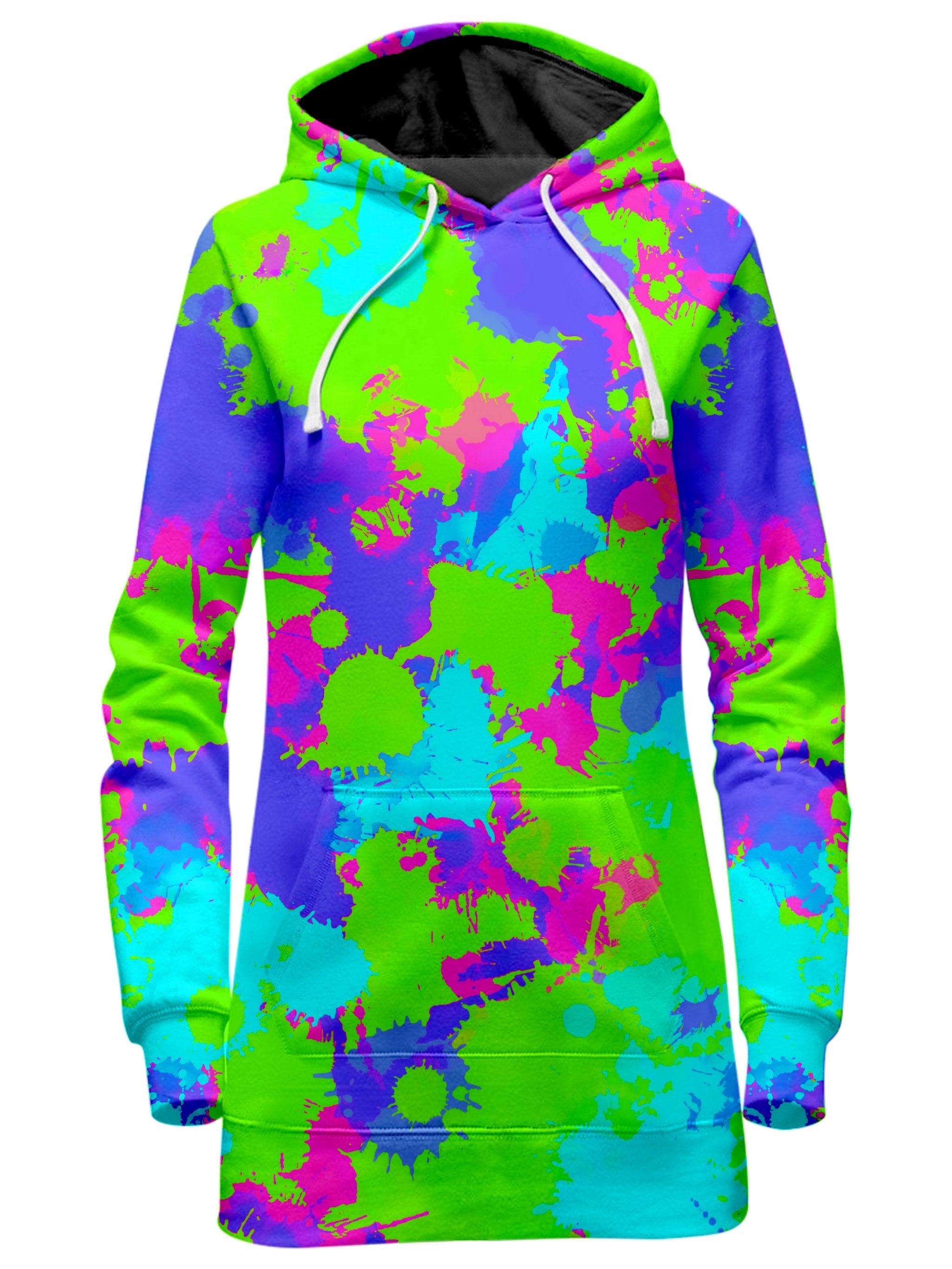 90s Neon Paint Splatter Hoodie Dress 90s Neon Paint Splatter Hoodie Dress