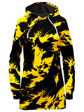 Black and Yellow Paint Splatter Hoodie Dress, Big Tex Funkadelic, T6 - Epic Hoodie