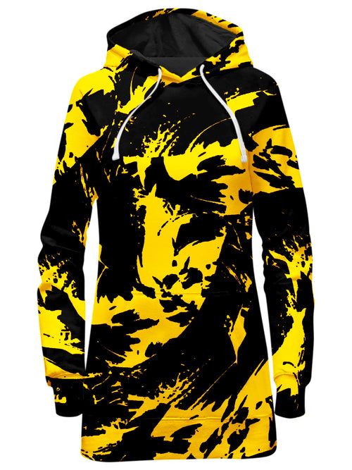 Black and Yellow Paint Splatter Hoodie Dress Big Tex Funkadelic Epic Hoodie