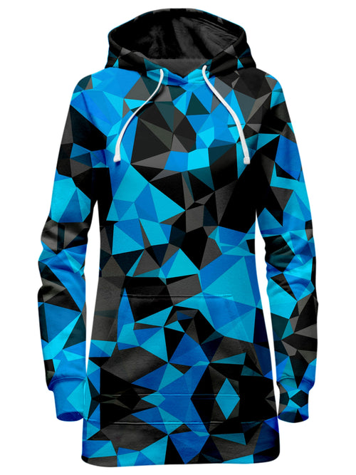 Blue and Black Geo Hoodie Dress Big Tex Funkadelic Epic Hoodie