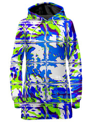 Blue Rave Glitch Hoodie Dress