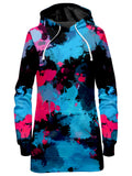 Pink and Blue Paint Splatter Hoodie Dress