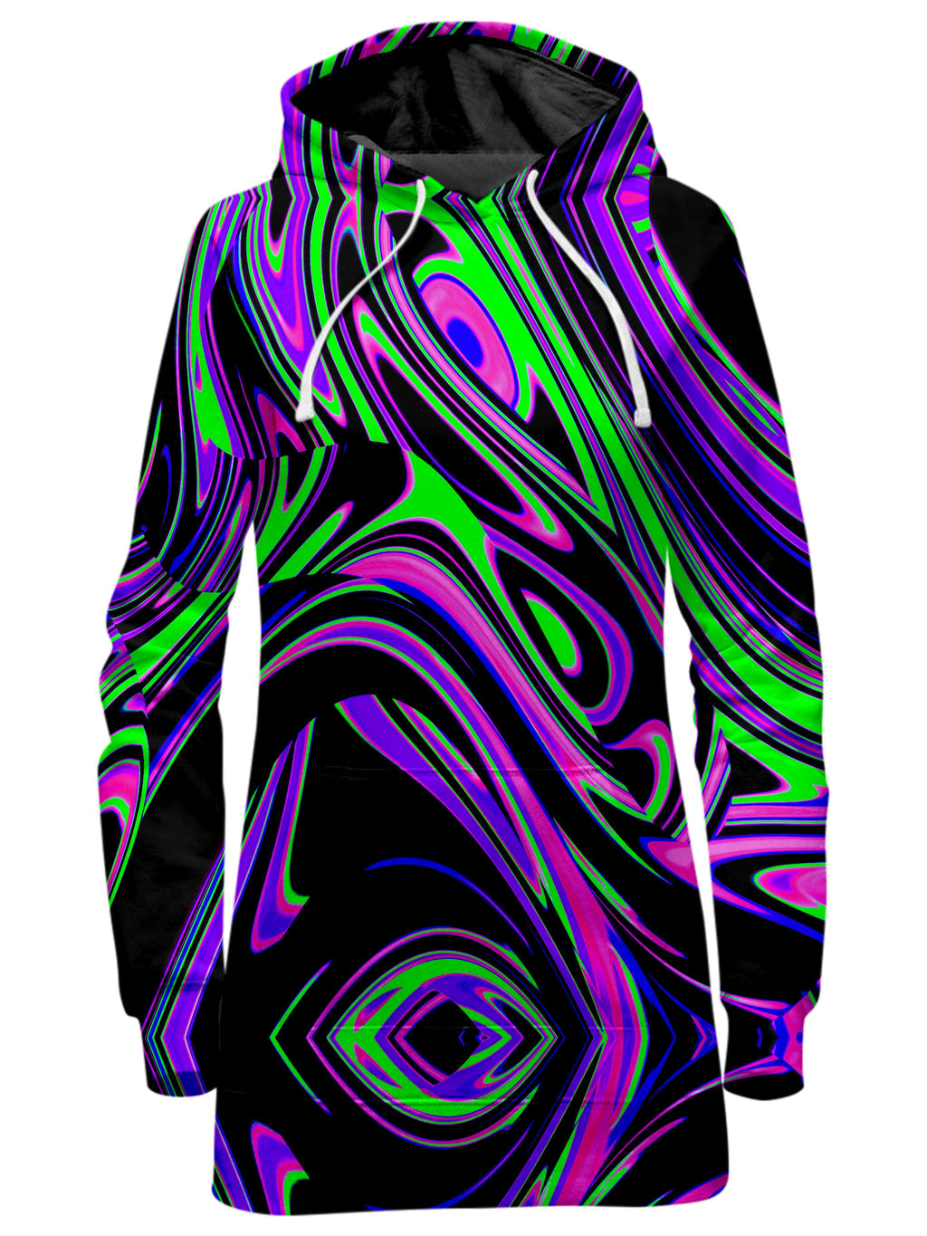 Violet and Lime Blackout Drip Hoodie Dress Big Tex Funkadelic Epic Hoodie