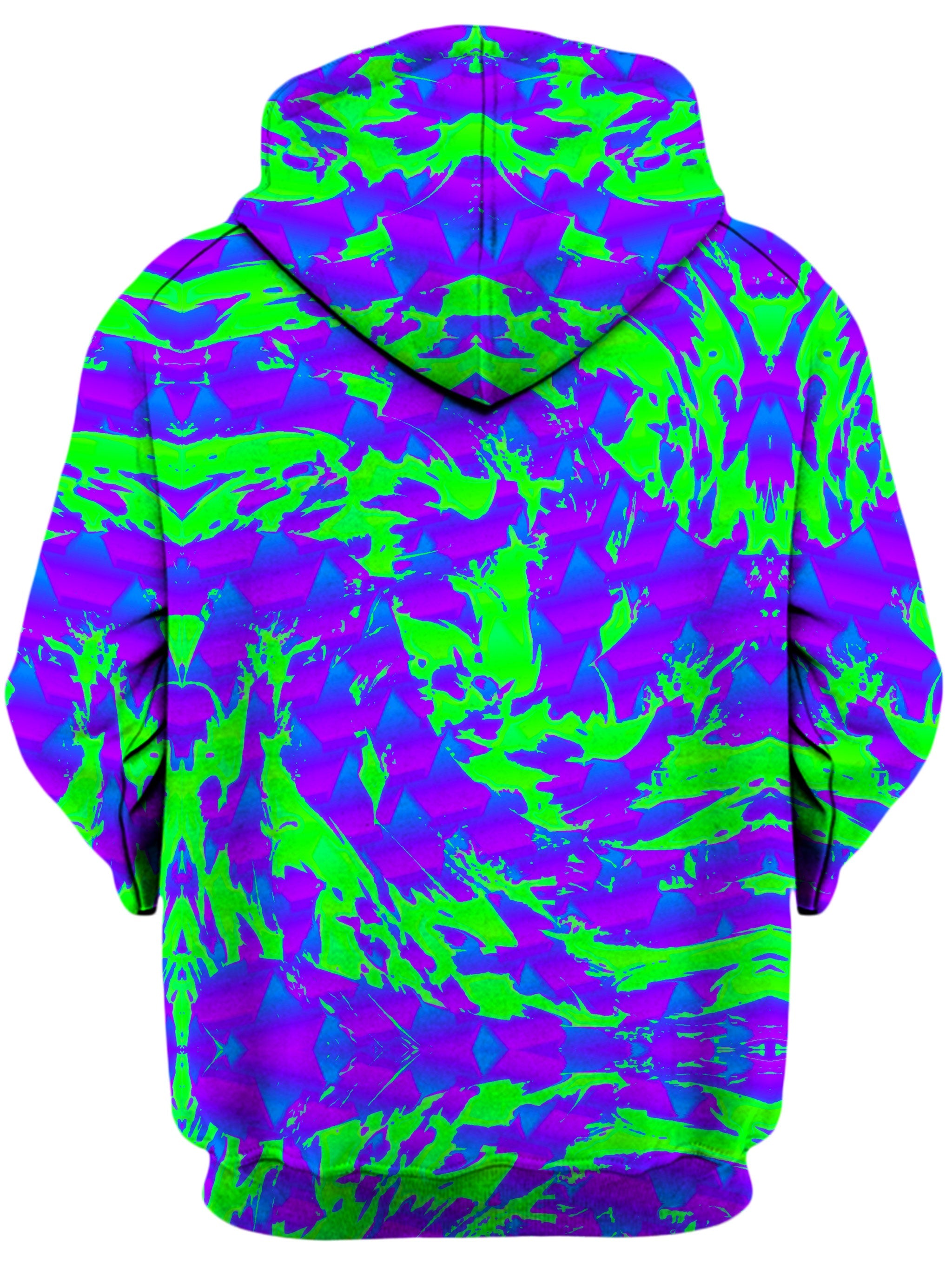 Green and Purple Hypno Splatter Unisex Zip-Up Hoodie Big Tex Funkadelic Epic Hoodie