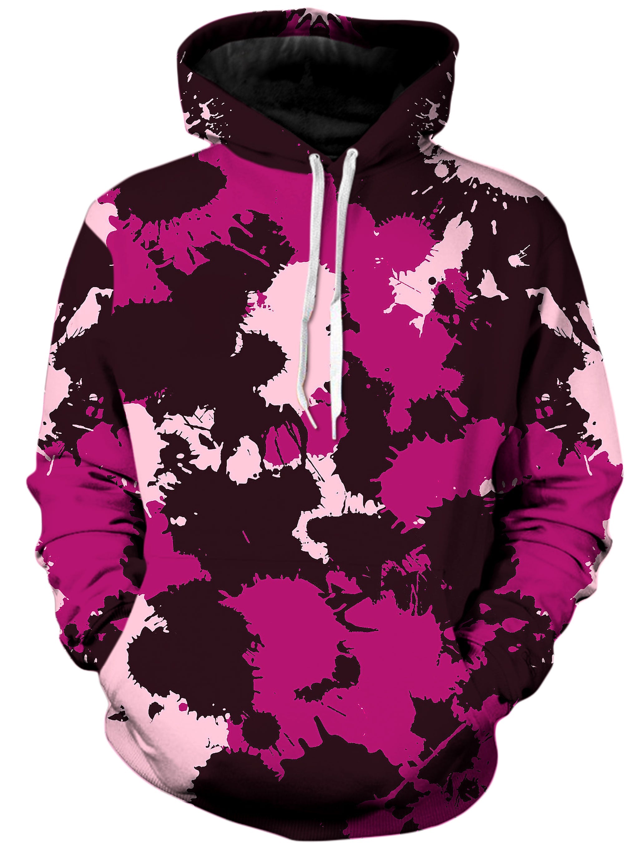 Mauve Pink Paint Splatter Camo Unisex Hoodie