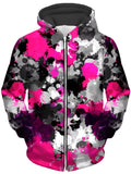 Pink and Grey Paint Splatter Unisex Zip-Up Hoodie, Big Tex Funkadelic, T6 - Epic Hoodie