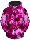 Pink Berry Paint Splatter Unisex Zip-Up Hoodie