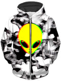 Trippy Alien Unisex Zip-Up Hoodie, Big Tex Funkadelic, T6 - Epic Hoodie