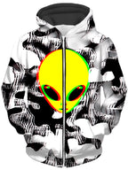 Trippy Alien Unisex Zip-Up Hoodie Big Tex Funkadelic Epic Hoodie