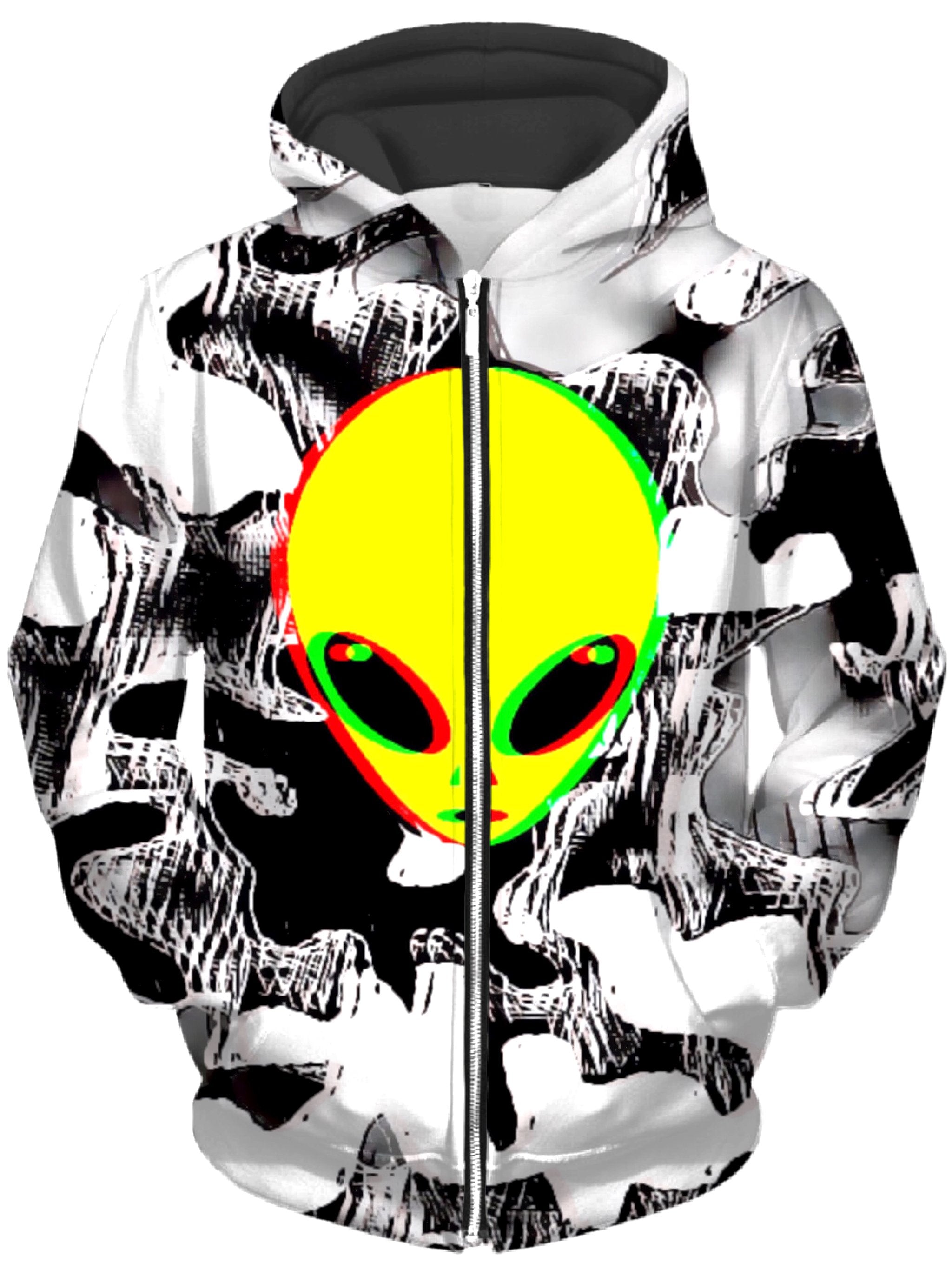 Trippy Alien Unisex Zip-Up Hoodie, Big Tex Funkadelic, T6 - Epic Hoodie