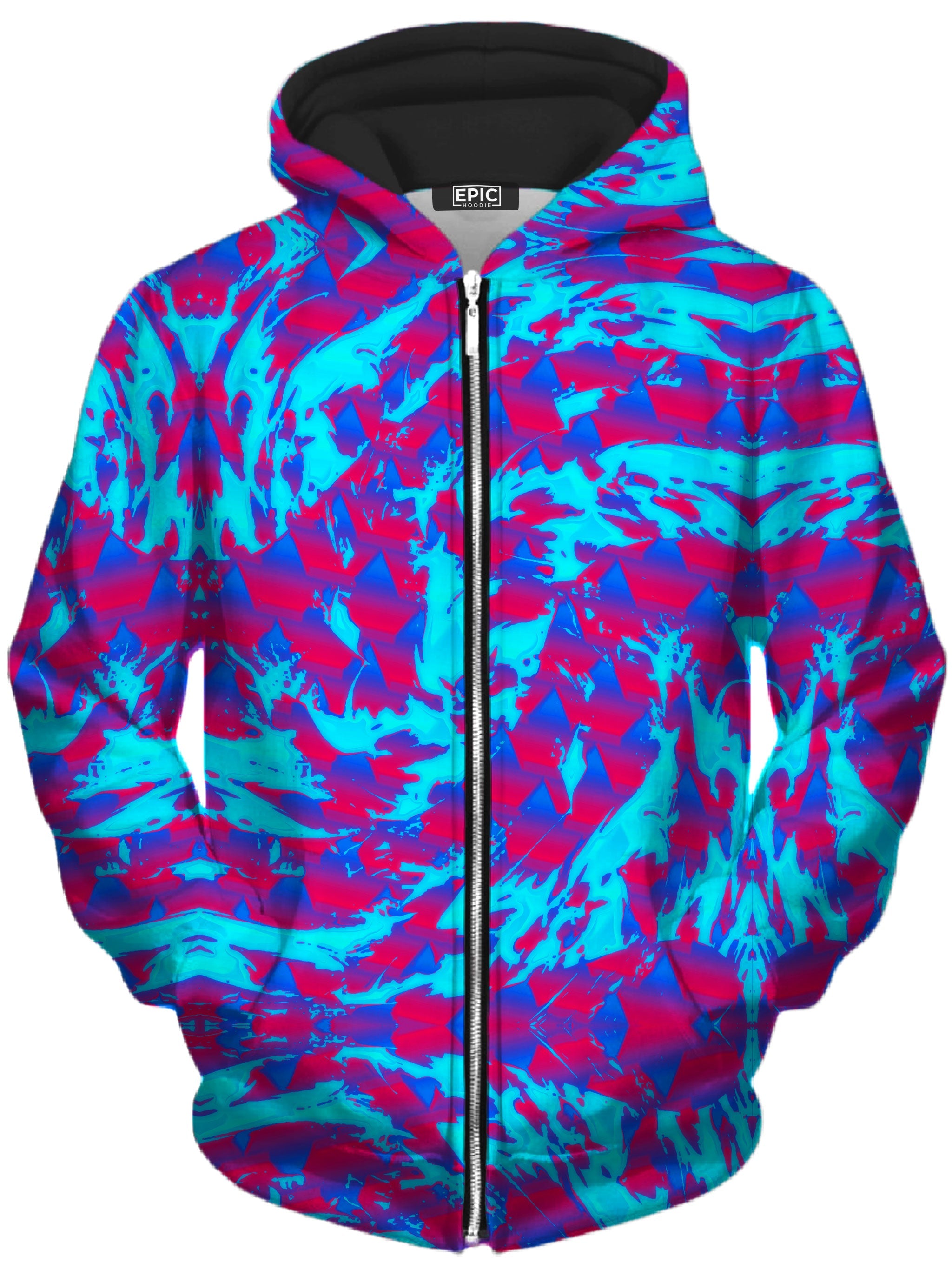 Berry Blast Hypno Splatter Unisex Zip-Up Hoodie Big Tex Funkadelic Epic Hoodie