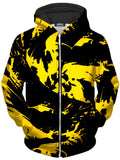 Black and Yellow Paint Splatter Unisex Zip-Up Hoodie Big Tex Funkadelic Epic Hoodie