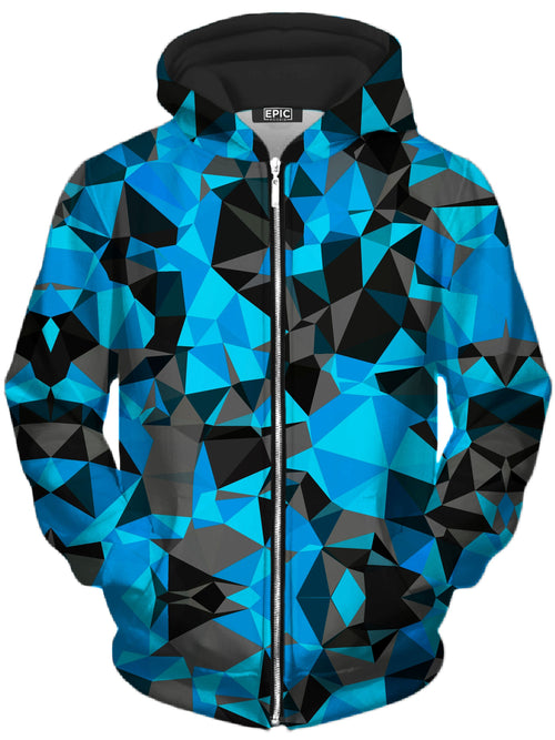 Blue and Black Geo Unisex Zip-Up Hoodie Big Tex Funkadelic Epic Hoodie