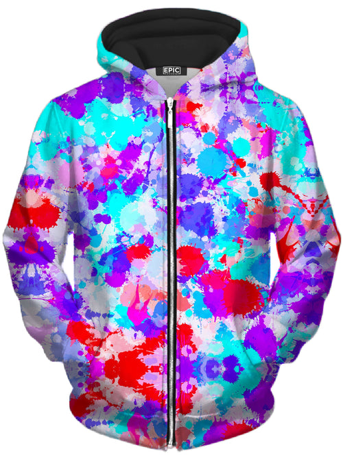 Cherry Frost Paint Splatter Unisex Zip-Up Hoodie Big Tex Funkadelic Epic Hoodie