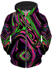 Pink and Green Blackout Drip Unisex Zip-Up Hoodie
