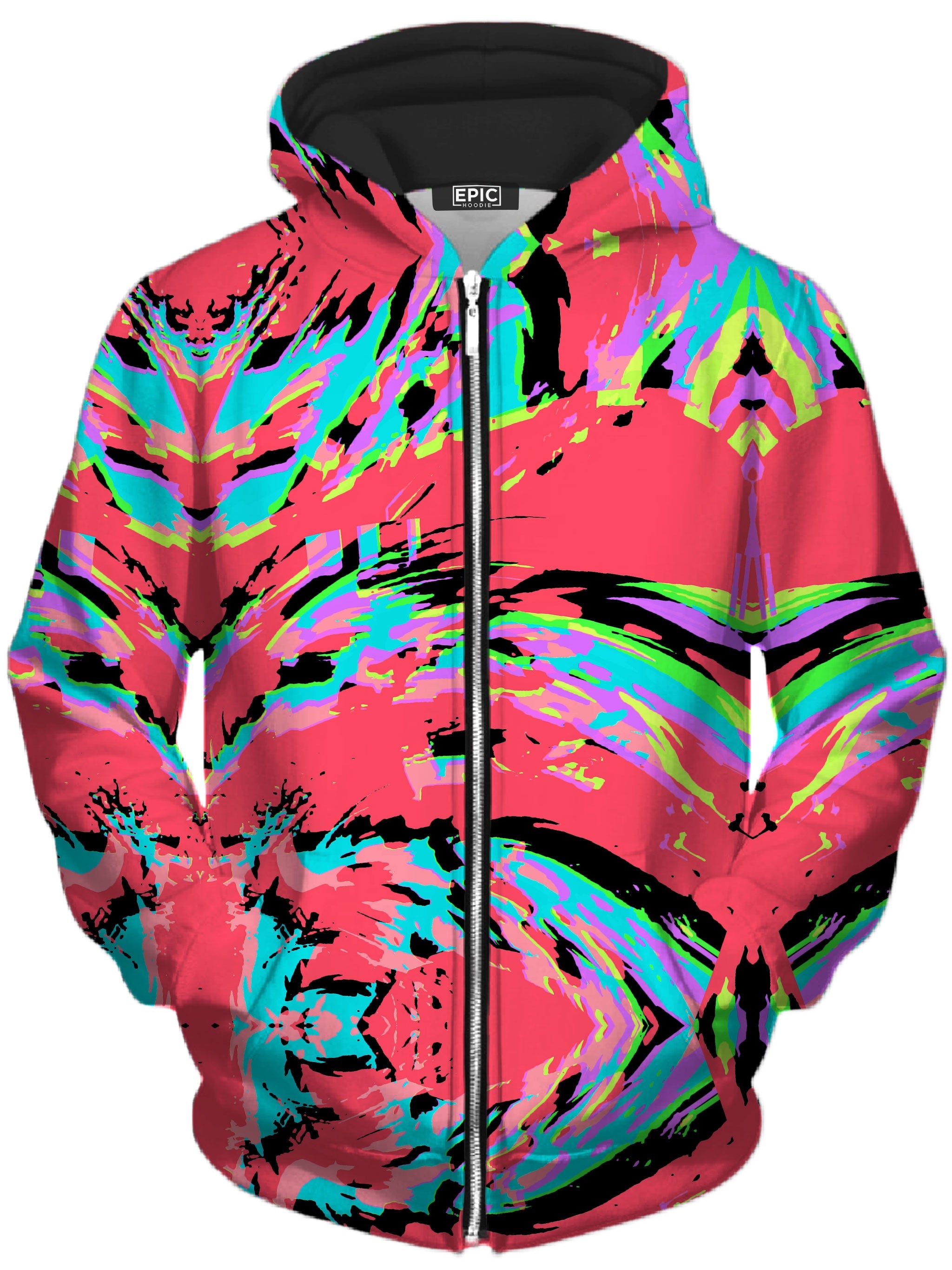 Tropical Coral Glitch Unisex Zip-Up Hoodie Big Tex Funkadelic Epic Hoodie