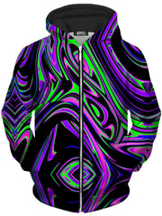 Violet and Lime Blackout Drip Unisex Zip-Up Hoodie