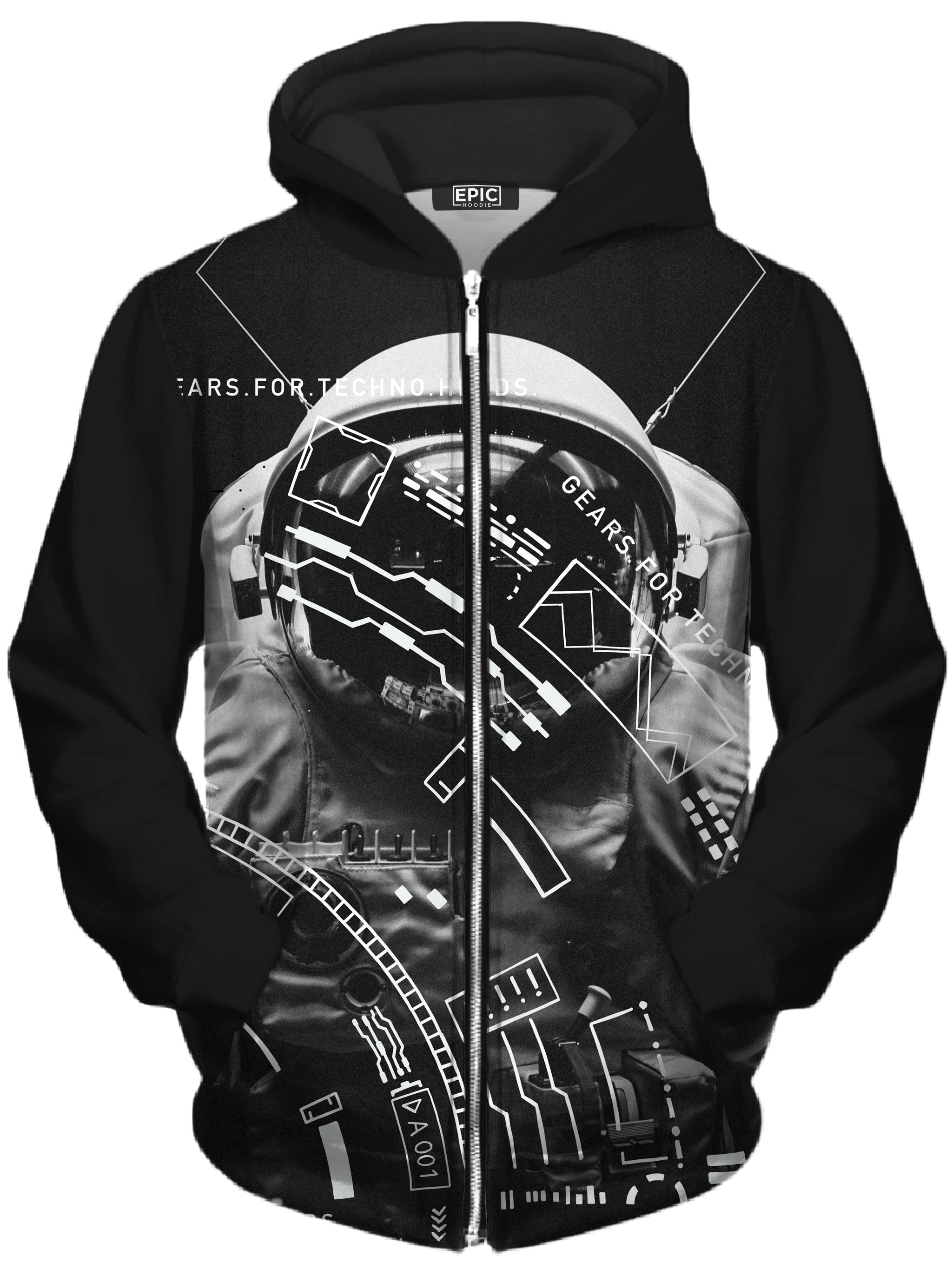 Gears For Techno Heads Unisex Zip-Up Hoodie Blacknote Epic Hoodie