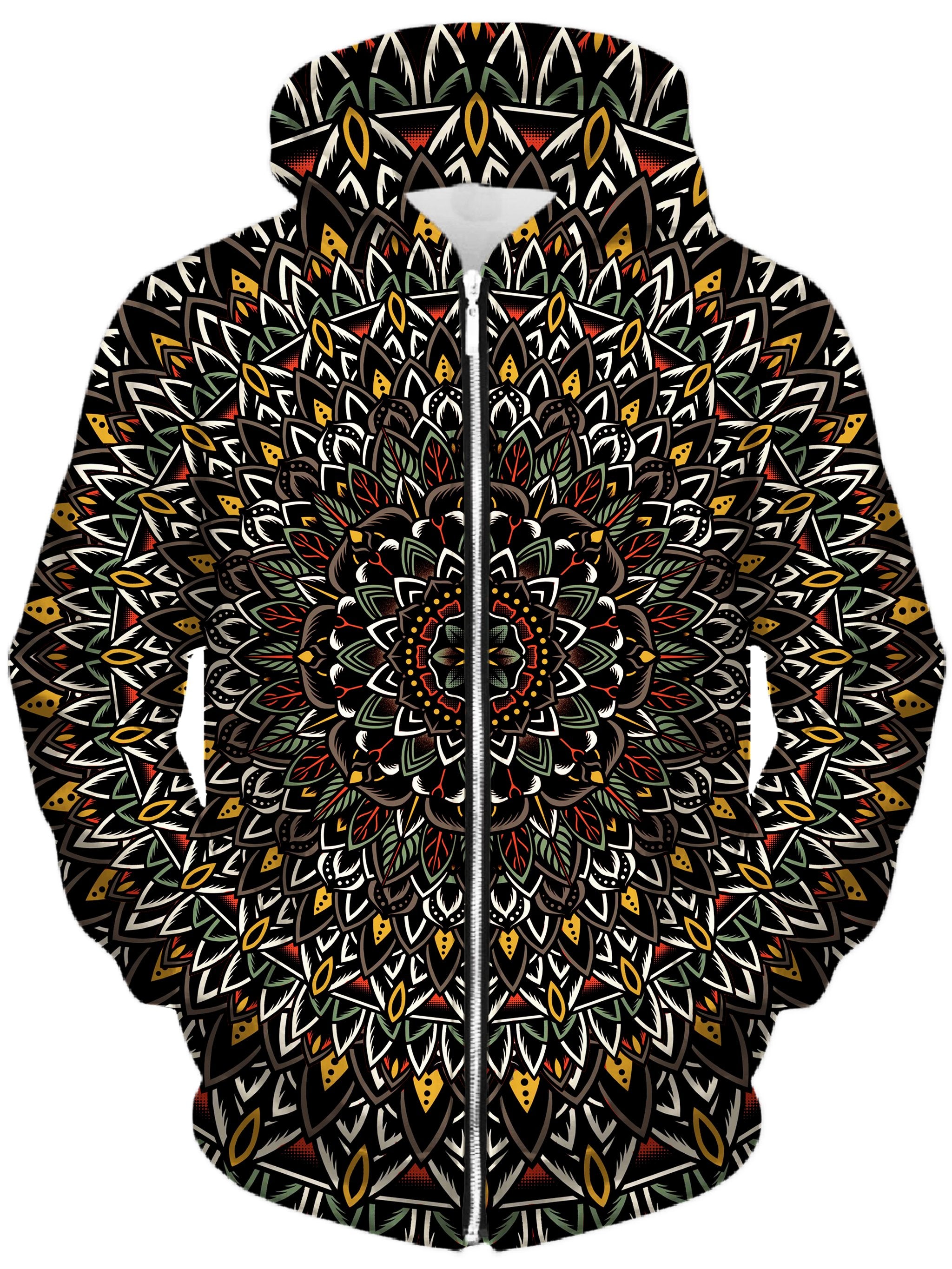 Flower Mandala Unisex Zip-Up Hoodie, Set 4 Lyfe, T6 - Epic Hoodie