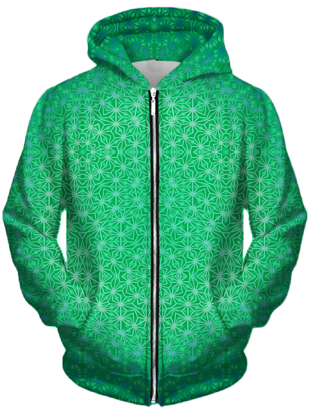 Green Cosmic Stargrid Unisex Zip-Up Hoodie, Set 4 Lyfe, T6 - Epic Hoodie
