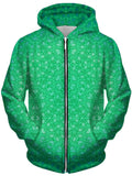 Green Cosmic Stargrid Unisex Zip-Up Hoodie, Set 4 Lyfe, T6 - Epic Hoodie