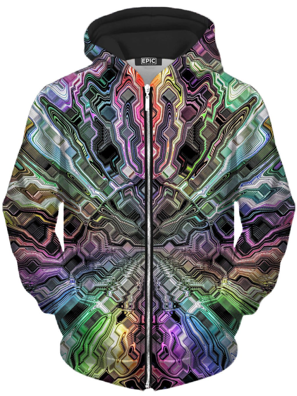 Holographic Storm Unisex Zip-Up Hoodie Glass Prism Studios Epic Hoodie