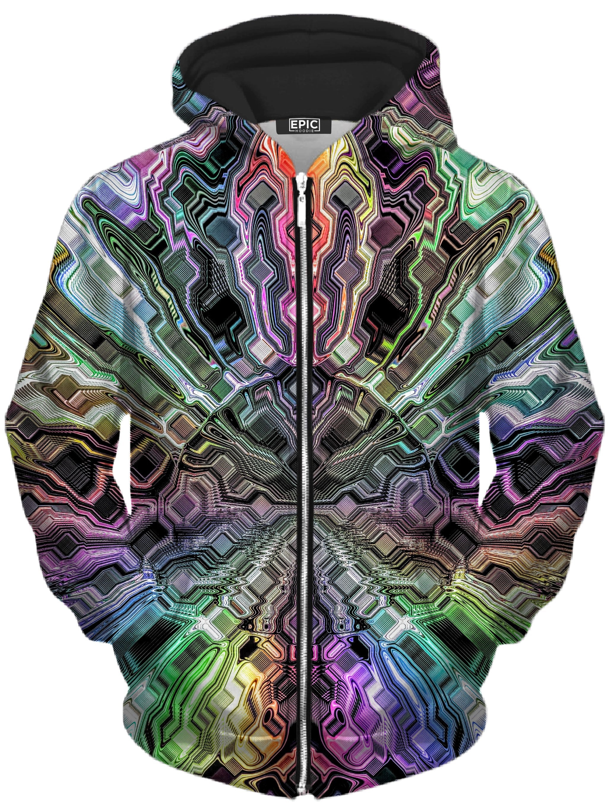 Holographic Storm Unisex Zip-Up Hoodie Glass Prism Studios Epic Hoodie