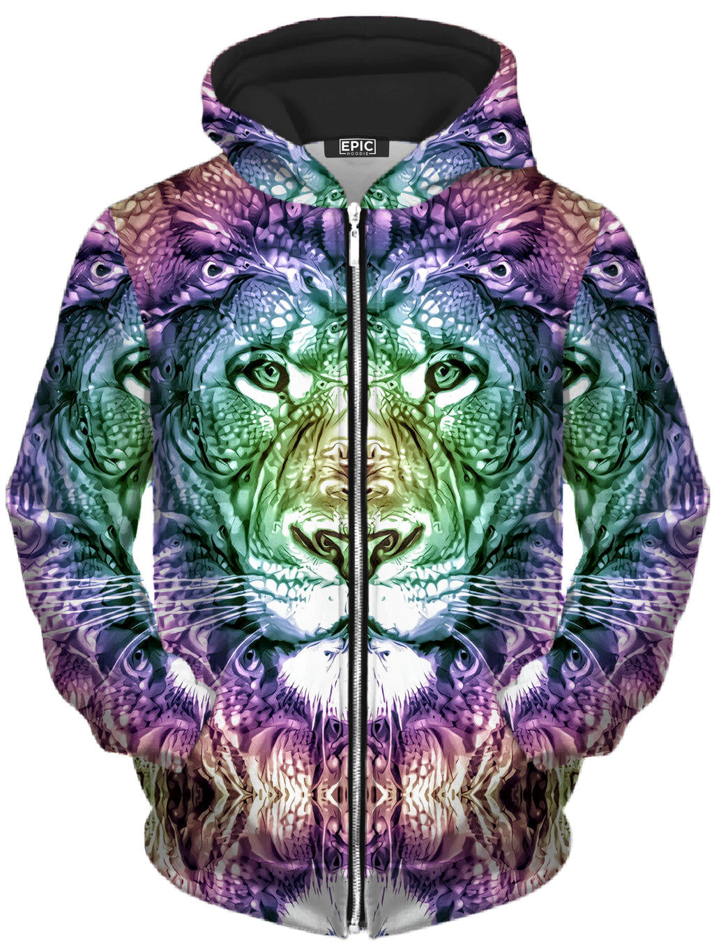 Spirit of the Lion Unisex Zip-Up Hoodie Glass Prism Studios Epic Hoodie