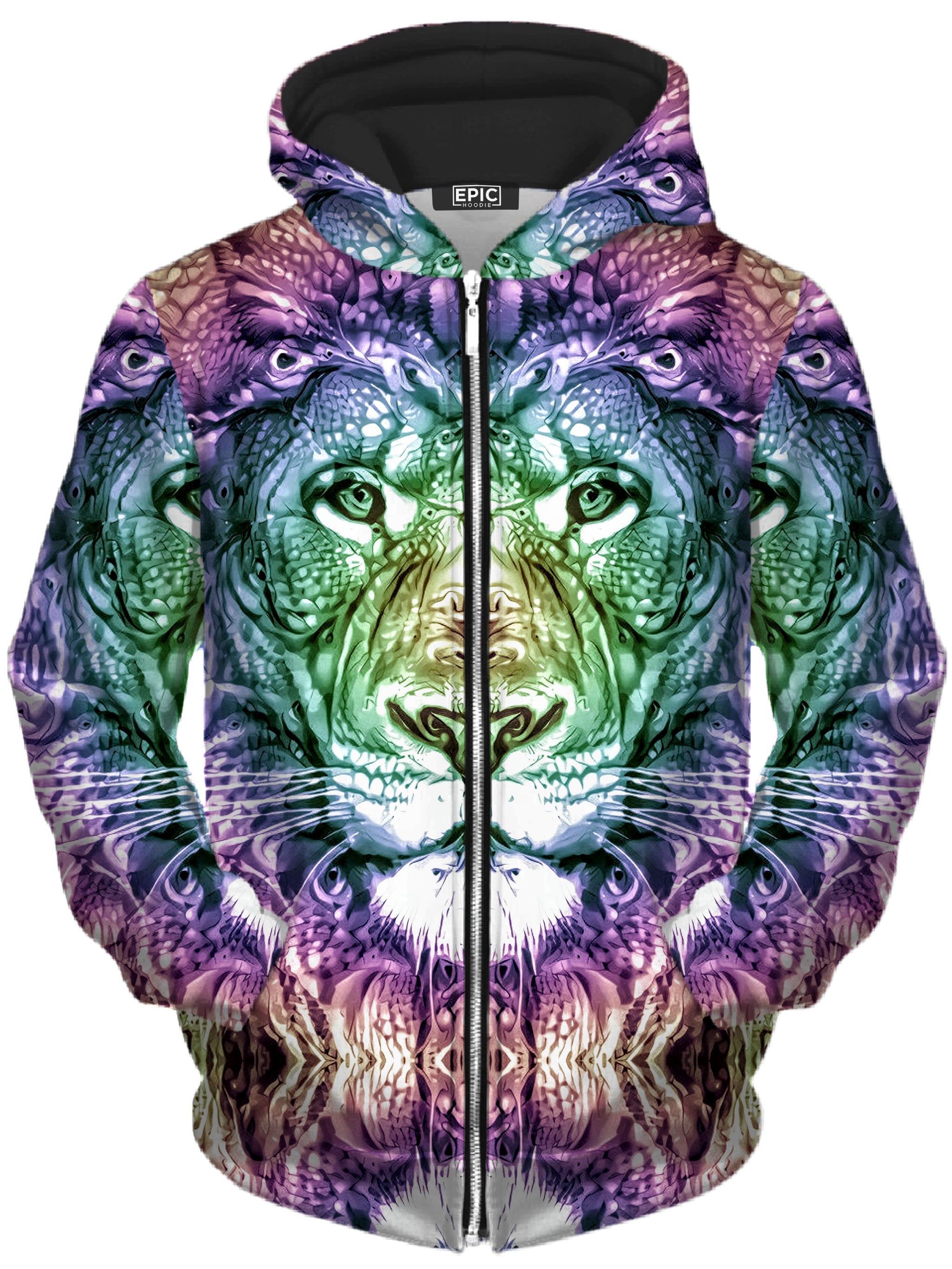 Spirit of the Lion Unisex Zip-Up Hoodie Glass Prism Studios Epic Hoodie