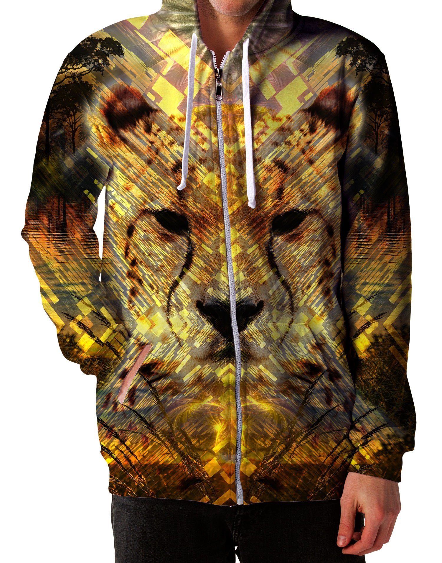 Cheetah Unisex Zip-Up Hoodie, Lucid Eye Studios, T6 - Epic Hoodie