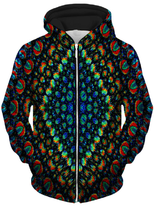 Oil Mosaic Unisex Zip-Up Hoodie Lucid Eye Studios Epic Hoodie