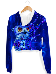 Lucid Owl Fleece Crop Hoodie