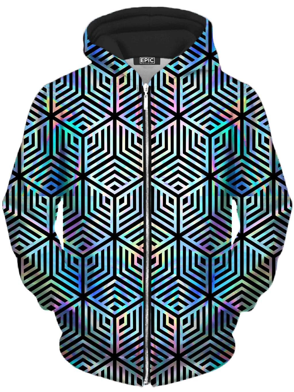 Holographic Hexagon Unisex Zip-Up Hoodie Noctum X Truth Epic Hoodie