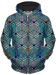 Holographic Hexagon Unisex Zip-Up Hoodie