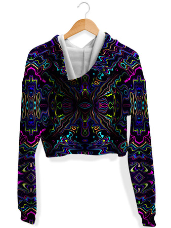Psychedelic Pourhouse - Wonky Vision Fleece Crop Hoodie