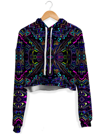 Psychedelic Pourhouse - Wonky Vision Fleece Crop Hoodie