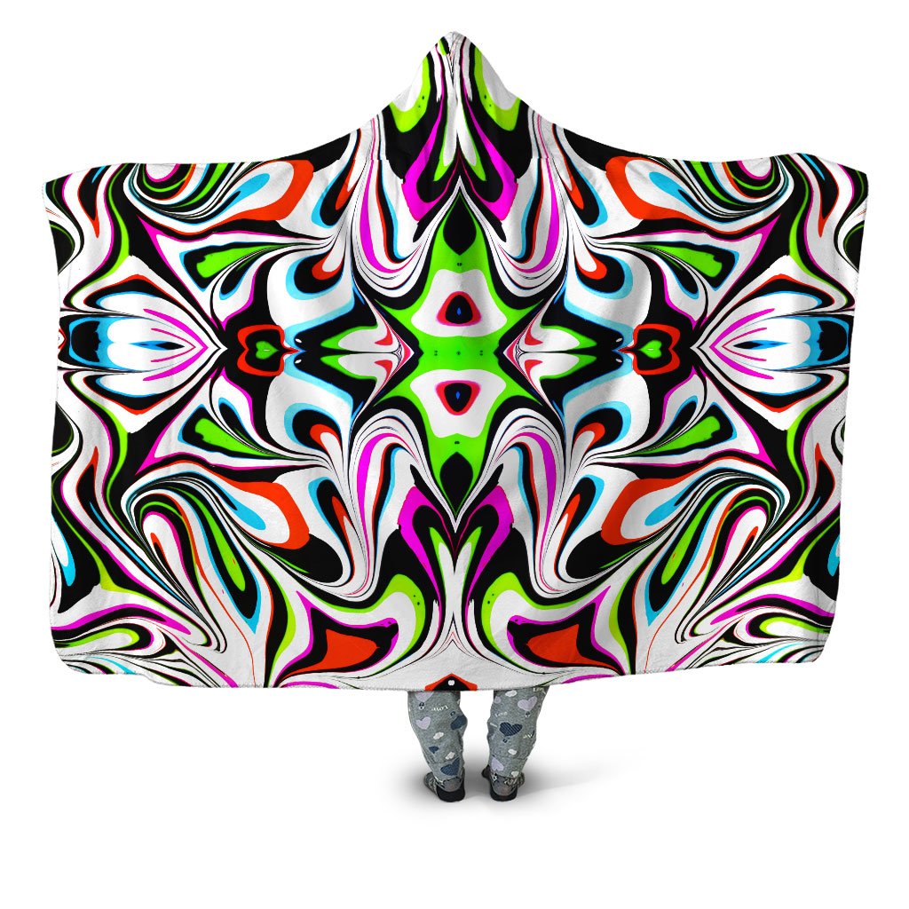 Neon Zebra Portal Hooded Blanket