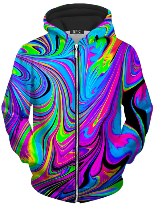 Cosmic Flow Unisex Zip-Up Hoodie Psychedelic Pourhouse Epic Hoodie