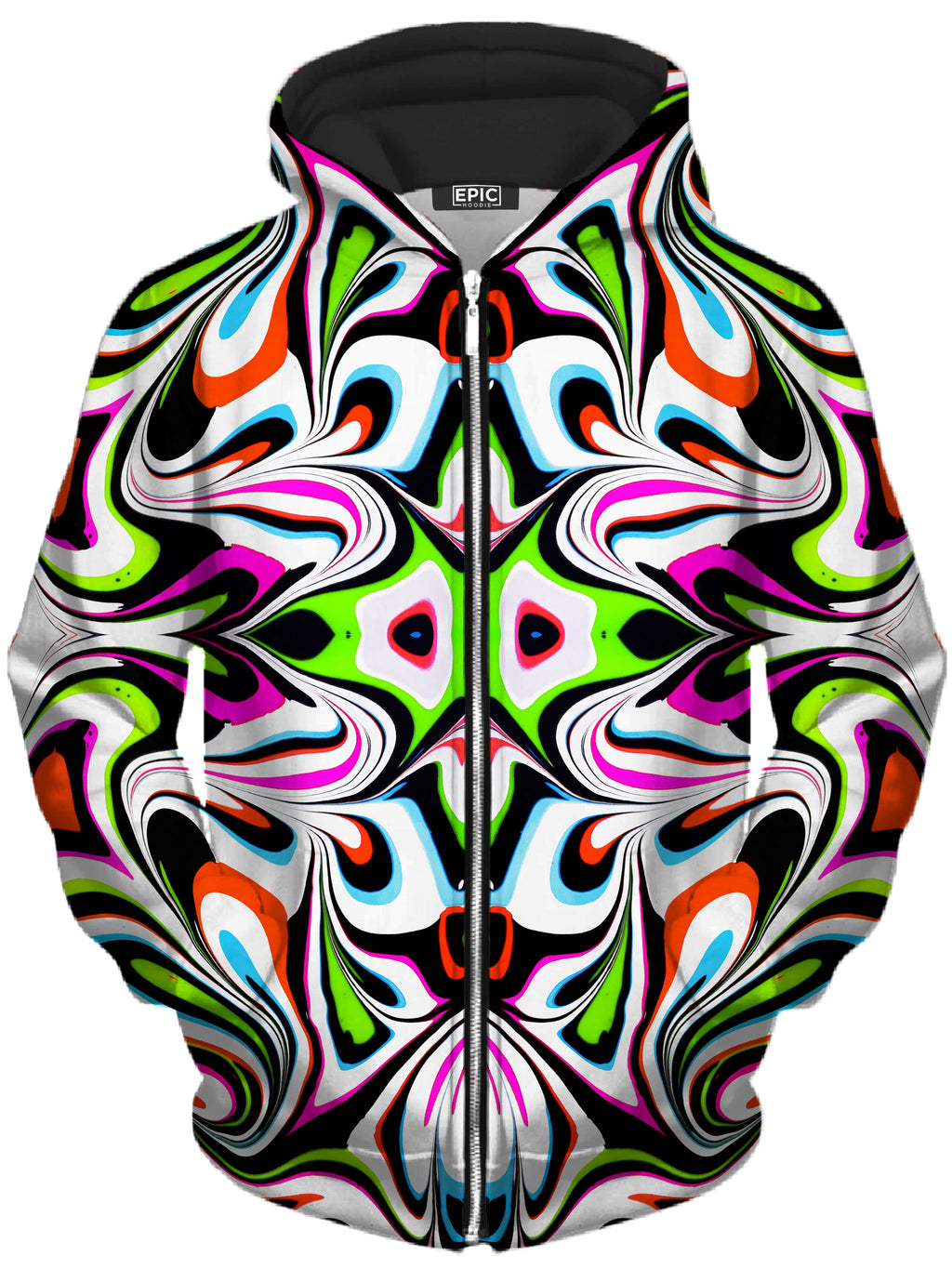 Neon Zebra Portal Unisex Zip-Up Hoodie
