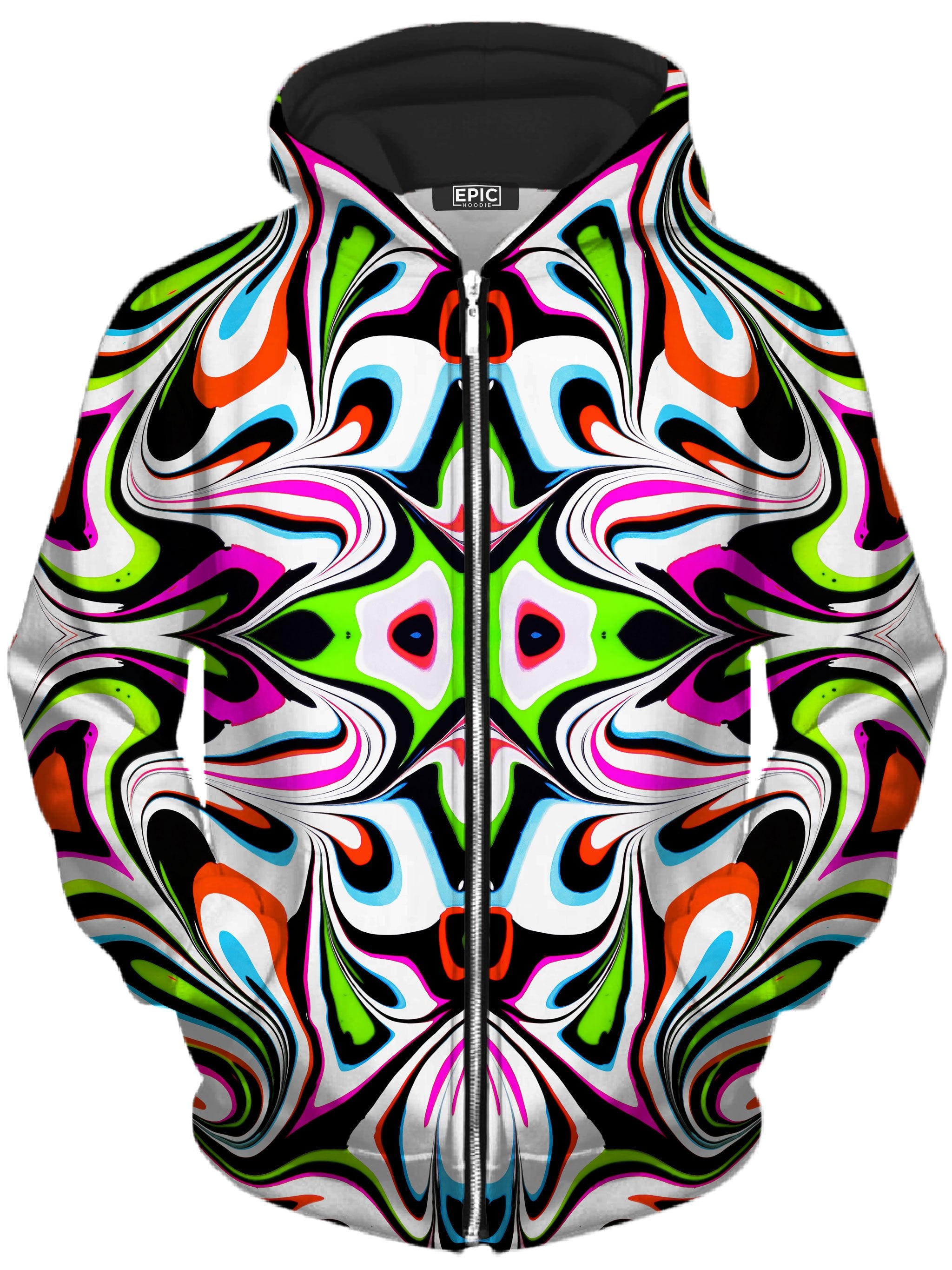 Neon Zebra Portal Unisex Zip-Up Hoodie