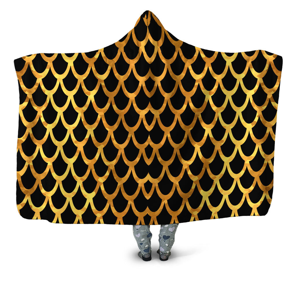 Sartoris Art - Mermaid Scales Gold Hooded Blanket