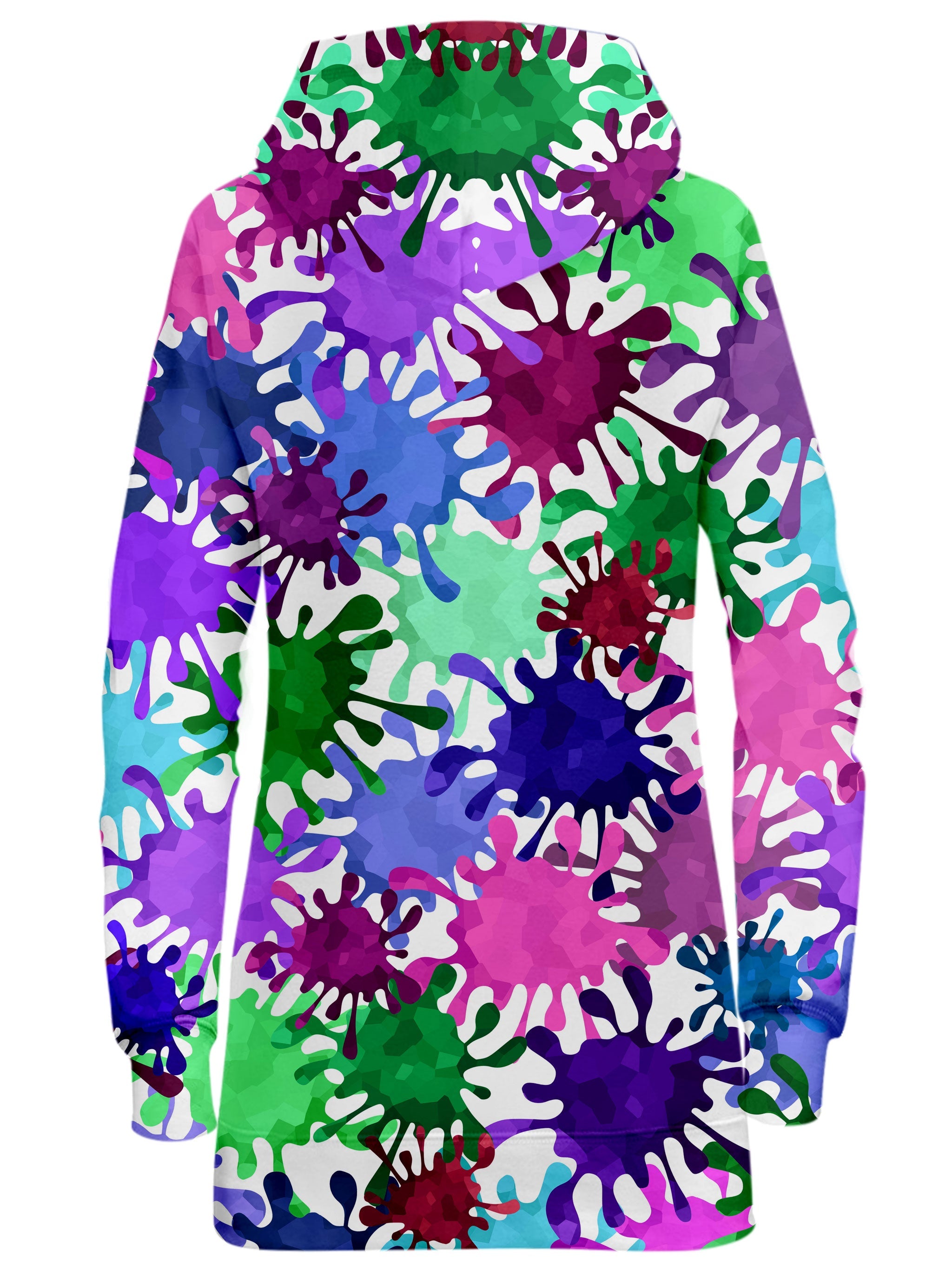 Neon Paint Splatter Hoodie Dress