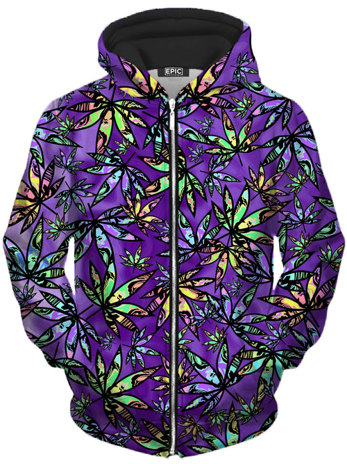 Cannabis Cascade Unisex Zip-Up Hoodie Sartoris Art Epic Hoodie