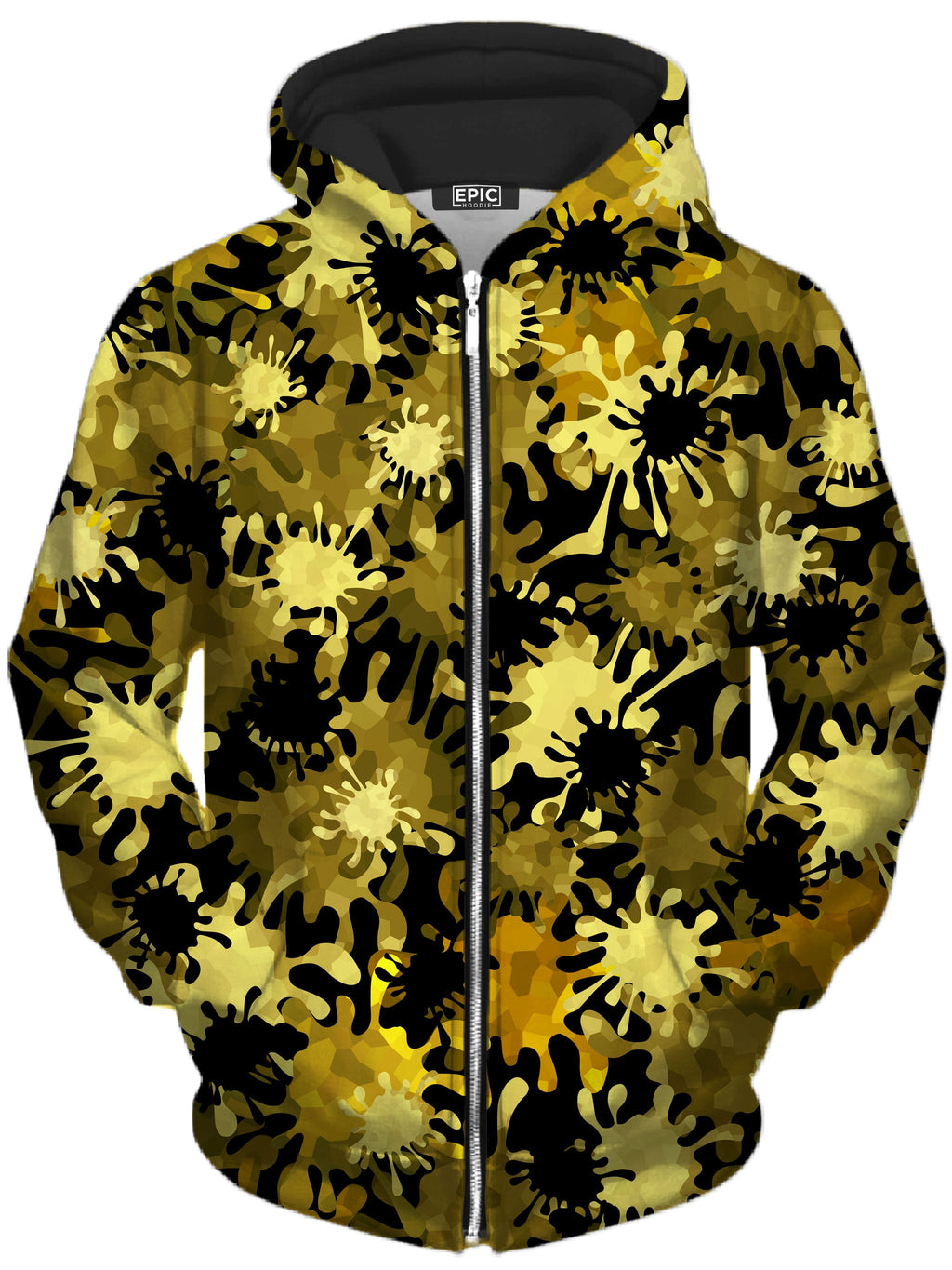 Gold Splatter Unisex Zip-Up Hoodie Sartoris Art Epic Hoodie