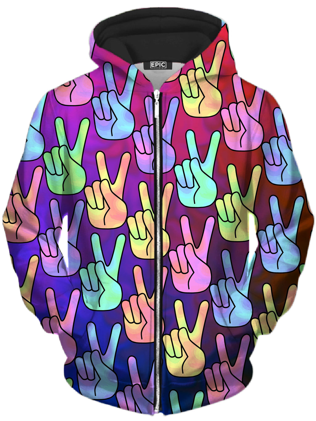 Hippy Trippy Unisex Zip-Up Hoodie Sartoris Art Epic Hoodie