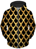 Mermaid Scales Gold Unisex Zip-Up Hoodie Sartoris Art Epic Hoodie