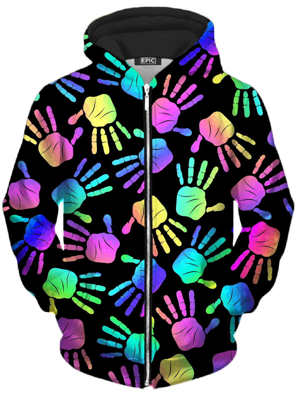 Rave Hands Unisex Zip-Up Hoodie Sartoris Art Epic Hoodie