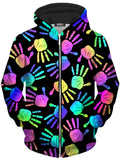 Rave Hands Unisex Zip-Up Hoodie Sartoris Art Epic Hoodie
