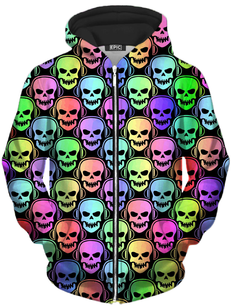 Sartoris Art - Skull Deejays Unisex Zip-Up Hoodie