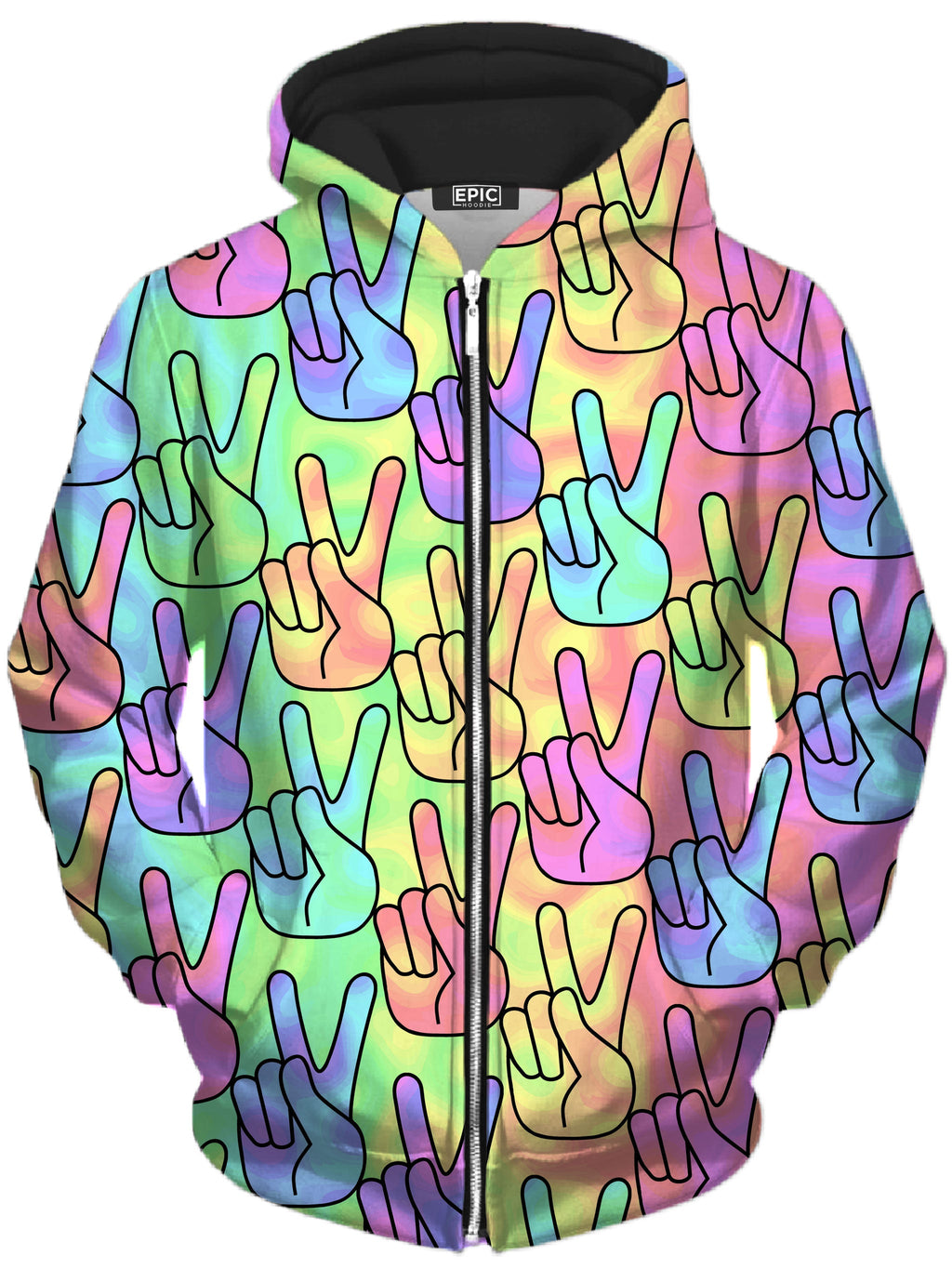 Trippy Peace Signs Unisex Zip-Up Hoodie Sartoris Art Epic Hoodie
